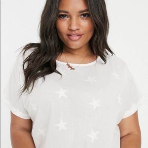 NWT ASOS Curve White Embroidered Star Blouse 12